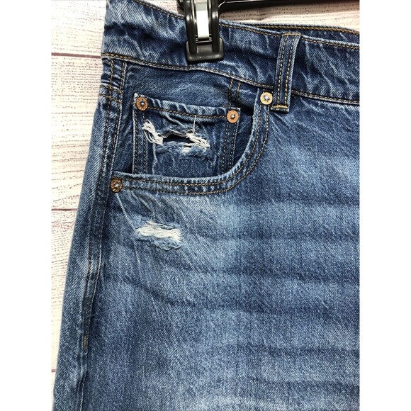 OfLuck Original Jeans Distressed Med Wash Wide Legs 100% Cotton Sz 16 NWT - Picture 2 of 7